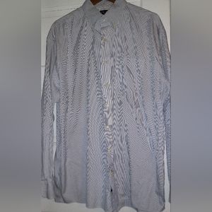 Jos A Bank men's dress shirt size 17.5-36 white blue checked